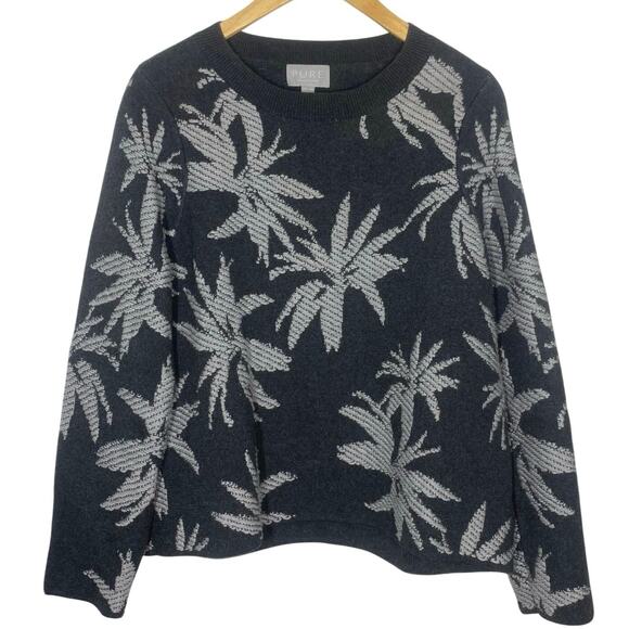 Pure Collection Knitted Palm Jacquard Sweater Sz 8 / 10 Medium  Cashmere blend - Picture 1 of 11